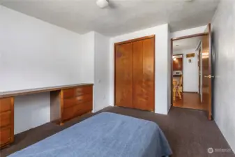 Built in desk in this bedroom