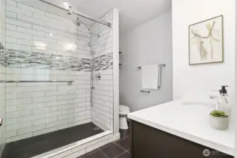 Beautiful custom shower in primary bathroom.