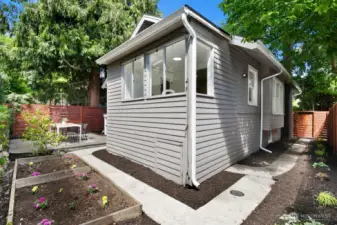 South side of the house has these cute garden beds.