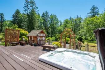 Expansice deck with hot tub