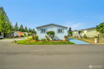 Located on a corner lot.