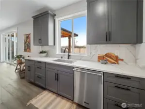 Luxurious tile backsplash.