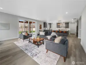 Open and bright entertaining area.