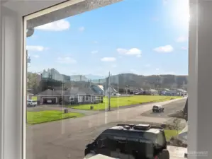 Mountain view from primary bedroom's reading nook/sitting area.