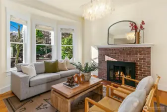 Wood burning fireplace