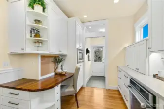 Desk space with butcher block countertops