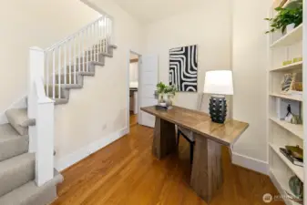 Built in bookshelves. Let's go upstairs!