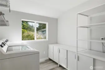 Laundry Room off the kitchen, washer and dryer convey