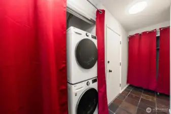 Laundry utility, entry door & closet area as it really is.