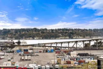 Telephoto view of Smith Cove & West Seattle from deck.