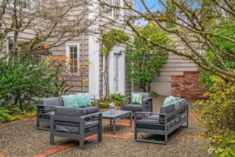 Beautiful courtyard off kitchen makes outdoor entertaining a breeze.