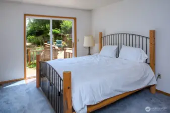 Primary main bedroom with sliders to the deck.