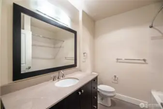 Full sized bathroom.