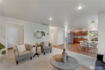 Big space for the family room! Utility room is right there with the door to the garage and a built in pantry in the gorgeous kitchen!