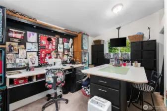 This bedroom is just a few steps down from the main floor and has separate outside entrance.