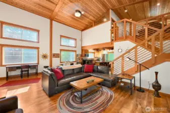 The staircase leads to the upstairs sitting area.