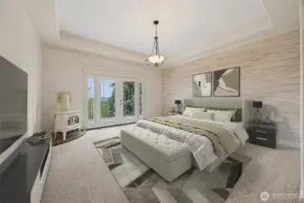 Primary Suite with gas stove. Virtually staged