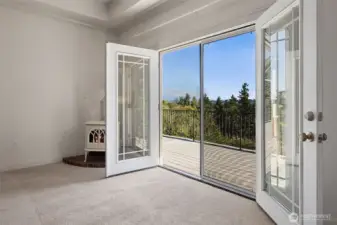 Beautiful View from the Primary and french doors to the deck