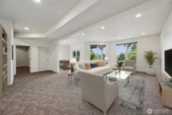 Huge family room. Viritually staged