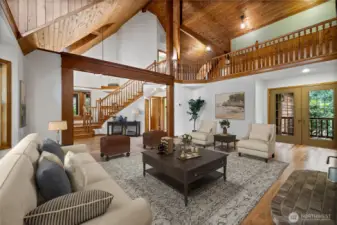 Grand living room! Virtually staged.