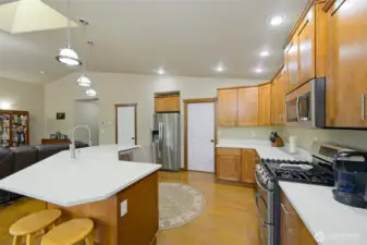 Lots of space to cook and entertain in this expansive kitchen. Large walk-in pantry on the left side of the fridge.  All appliances stay!