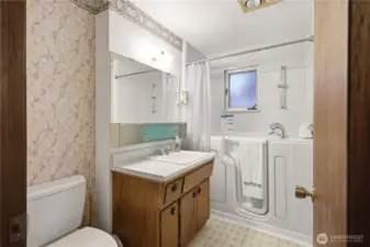 Full bathroom. If you like soaking the walk-in tub is great.