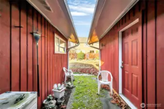 Looking out slider in Dining Room to back yar