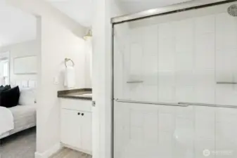 New double-sized walk-in shower.