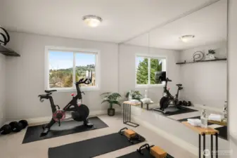 Home gym with ensuite - option to be guest room or 4th bedroom up
