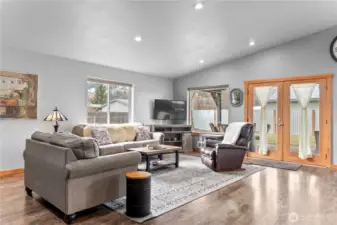 French doors lead to the covered 'outdoor room'.