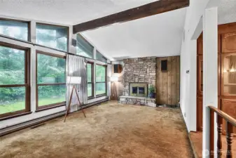 Vaulted ceilings & a wall of windows