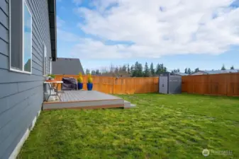 Fully Fenced Backyard with sprinkler system