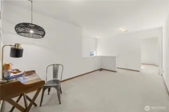 Upper level bonus space for office, exercise or hangout space