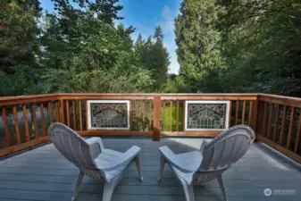 You will capture views of the Sound from your deck. Views open up in the winter as trees release their leaves.