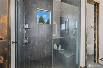 walk in shower in the primary.