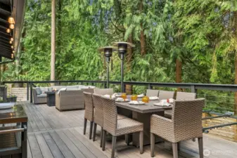 Large deck for entertaining, including a TV