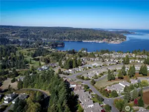 A drone view of South Bay in the Port Ludlow resort. Beautifully maintained, peaceful and teeming with activities.