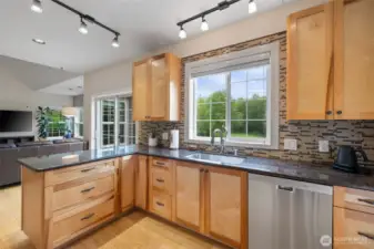 Kitchen with views of your grand private backyard