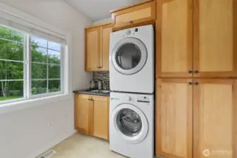Utility room with sink and pantry for storage and food