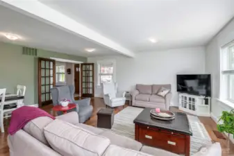 Notice the high ceilings and comfort of the main living room.