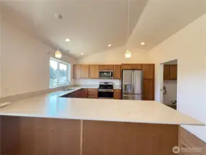 Quartz countertops throughout