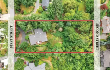 Lot extends from 1st to 2nd Street.