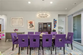 Hosting large gatherings is no problem!  The custom chandelier is magnificent!
