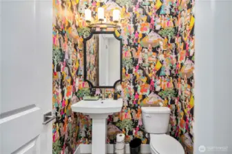 This gorgeous powder room is a showstopper!  Even more impressive in person!