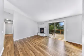 Family room includes gas fireplace