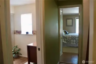 Hall View Bathroom & Primary Bedroom