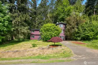 Huge front yard, driveway has room for multiple vehicles