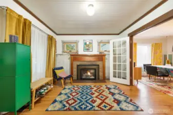 Gas fireplace to be easily connected with room for built-ins!