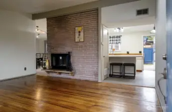 Wood burning Fireplace.