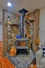 River Rock Fireplace
